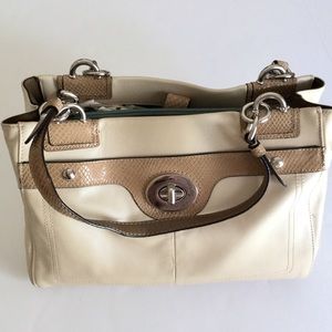 Coach handbag Vintage Cream & Tan Snakeskin trim